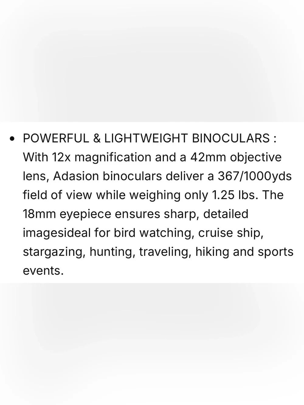 12x42 HD Waterproof Binoculars - Black
